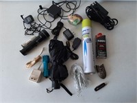 LOT - ASSORTED - CHARGERS, FLASHLIGHT, MISC.