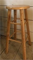 29” Natural Wood Bar Stool,  Seat is 12” R