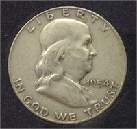 Of) 1954 D Franklin half dollar
