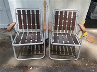 Pair of Vintage Redwood & Aluminum Lawn Chairs