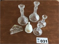 CRYSTAL CANDLE HOLDERS, BELL