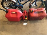 GAS CANS, ONE PARTIALLY FULL