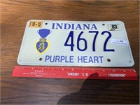 Indiana Purple Heart Metal License Plate