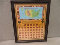 FRAMED LINCOLN CENTS STAMPED WITH U.S. STATES