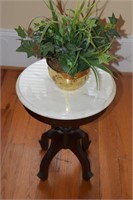 Antique Plant Stand with White Marble Top,