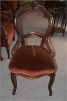 French Style Victorain Balloon Back Walnut Chair,