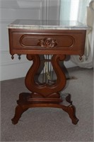 Victorian Marble Top Harp Fend/Coffee Table with