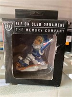 Elf on a Sled Christmas Ornament NEW Detroit Lions