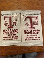2 Packs of Texas A&M Aggies Trading Cards NEW