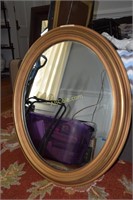 Vintage Oval Mirror with Gold Frame, Measures: