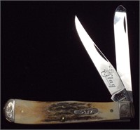 CASE XX STAG HANDLE TRAPPER 2 BLADE POCKET KNIFE