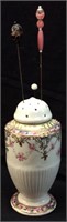 NIPPON HAND DECORATED HATPIN HOLDER WITH HATPINS,