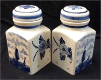 2 ANTIQUE DELFT CANISTERS