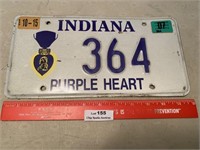 Purple Heart Indiana Metal License Plate
