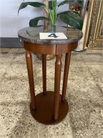 MARBLE TOP SIDE TABLE 21" H X 12" R
