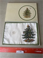 Vintage Spode Christmas Tree Linens in Box!