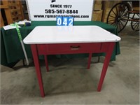 ENAMEL TOP TABLE WITH 1 DRAWER