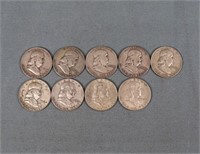 (9) D-Mint Franklin Half Dollars