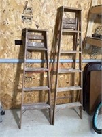6 foot and 4 foot wooden step ladders