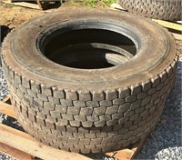 (2) Used Bridgestone V-Steel 11R22.5 Truck Tires