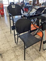 PAIR OF MISMATCHED WICKER/METAL PATIO CHAIRS