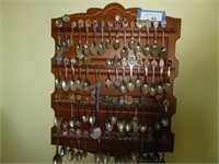 Collector's spoons w/ shelf