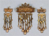 Victorian Etruscan Revival Brooch & Earring Set