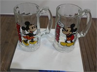 2 Mickey And Minnie Mouse Mugs 6" tall