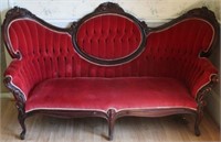 Victorian rose carved & tufted cameo sofa