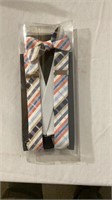Suspenders and bow tie, king fisher figurine