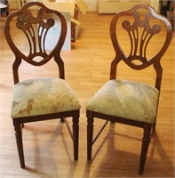 Pair lyre back mahogany chairs