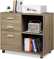 3-Drawer Wood File Cabinet, Mobile Filing Cabinet