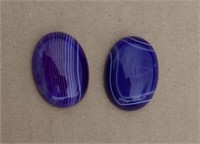 2 Banded Agate Cabochons 7/8" X 1 1/4"