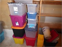 Lot of plastic totes & containers - most w/ lids