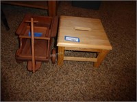 Wood wagon & stool
