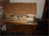 Dollhouse cabin w/ table - house measures 48"L x
