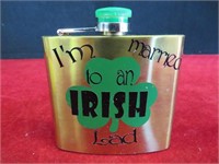 Gold Flask "I'm Married to an Irish Lad"