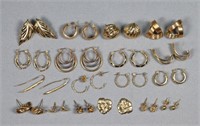 Group of 14K Gold Pierced Earrings, 21.4 grams
