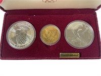 1984 US Olympic Silver & Gold Poof Set