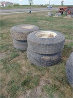 15-22.5 super single tires with 8 bolt rims (set