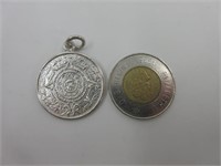 Médaille calendrier Maya neuf .925 sterling