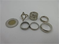 6 bagues sterling .925 vintage 25.8 gr