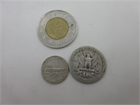 25 c 1948 et 10 c 1942 USA argent