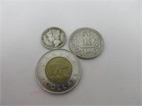 25 c 1959 et 10 c 1937 argent USA