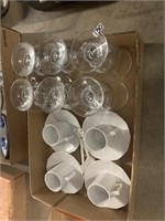 GLASSES AND ESPRESSO MUGS WITH SPOONS
