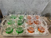 VINTAGE GLASSES AND SERVING TRAY