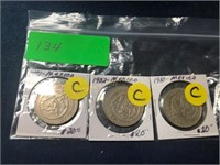 3 Mexican Coins