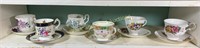 Six English bone china cups and saucers