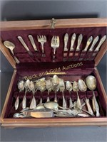 Box of assorted silver plate flatware