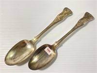 Pair of large heavy sterling silver spoons